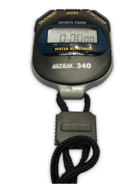 Stopwatch Water Resistant with Alarm & Lanyard Black 340SW