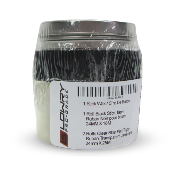 Pro Grade Tape & Wax Prepack with 1 Roll Black (24mmX18m), and 2 Rolls clear (24mmX25m) TWPP-01 8/CS