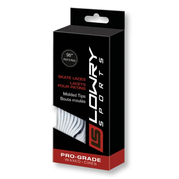 Pro Grade Molded Tip Waxed Laces White Referee LPWMTWR108 108" 24/CS